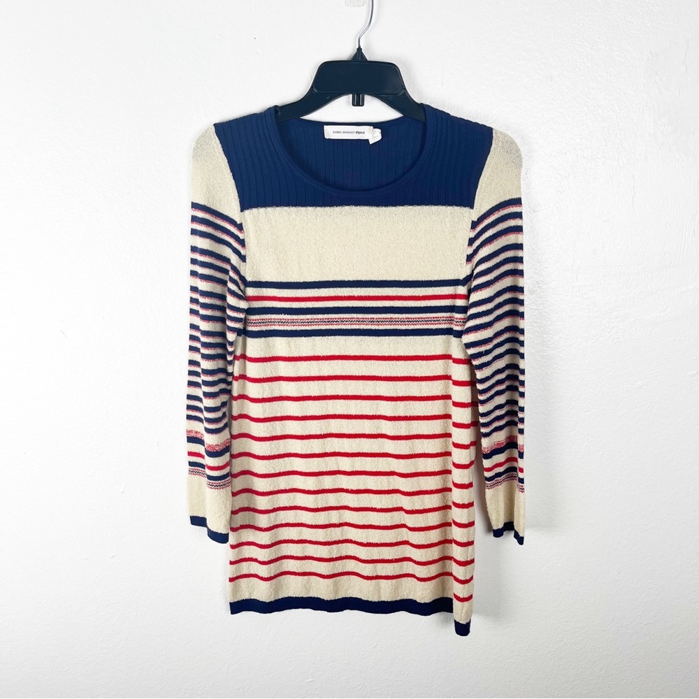 ISABEL MARANT Etoile Made In Italy Striped Colorblock 3/4 Sleeves Sweater Preppy
